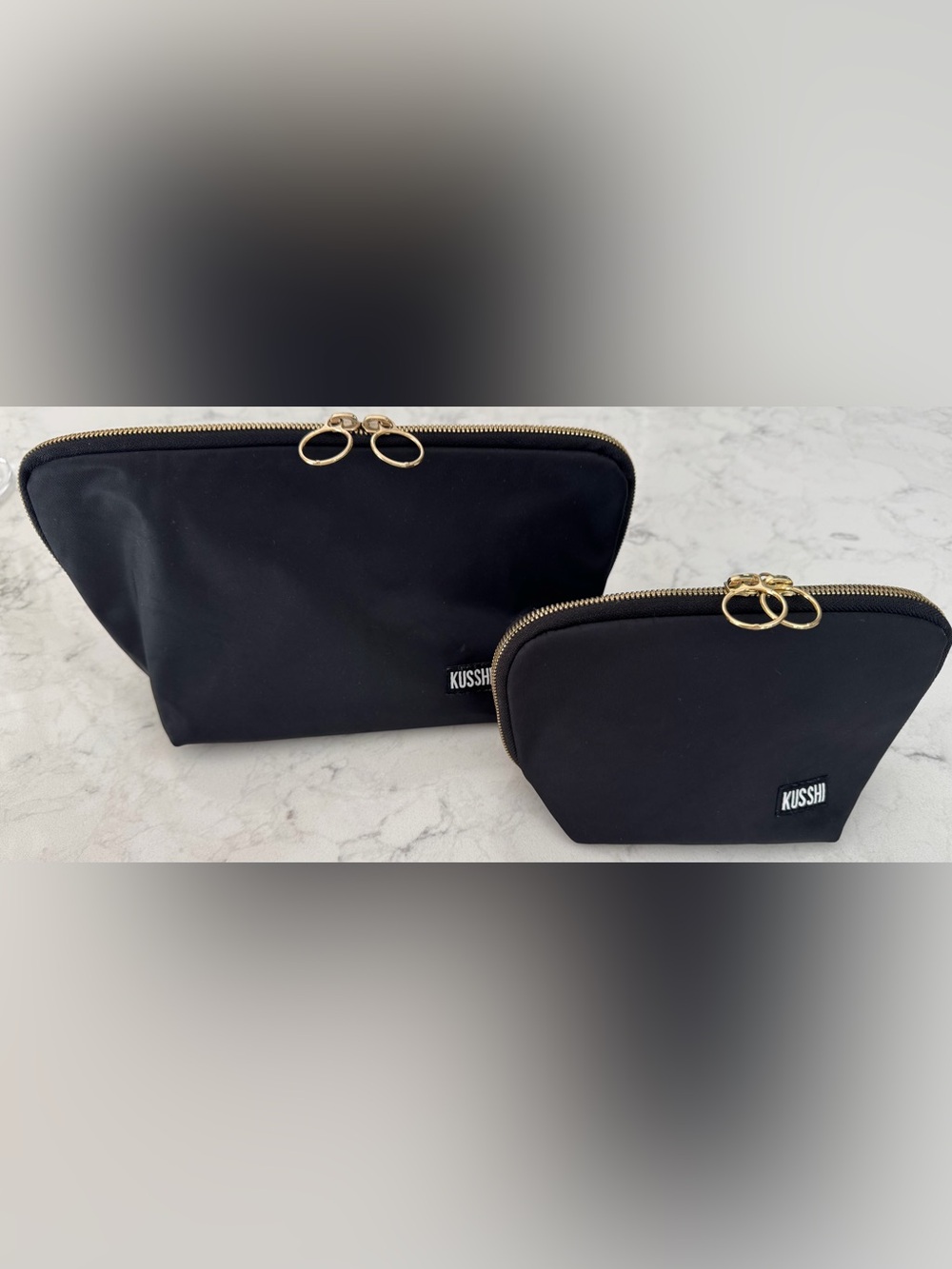 KUSSHI Signature Makeup Bag and Everyday Makeup Bag Set Black & Red